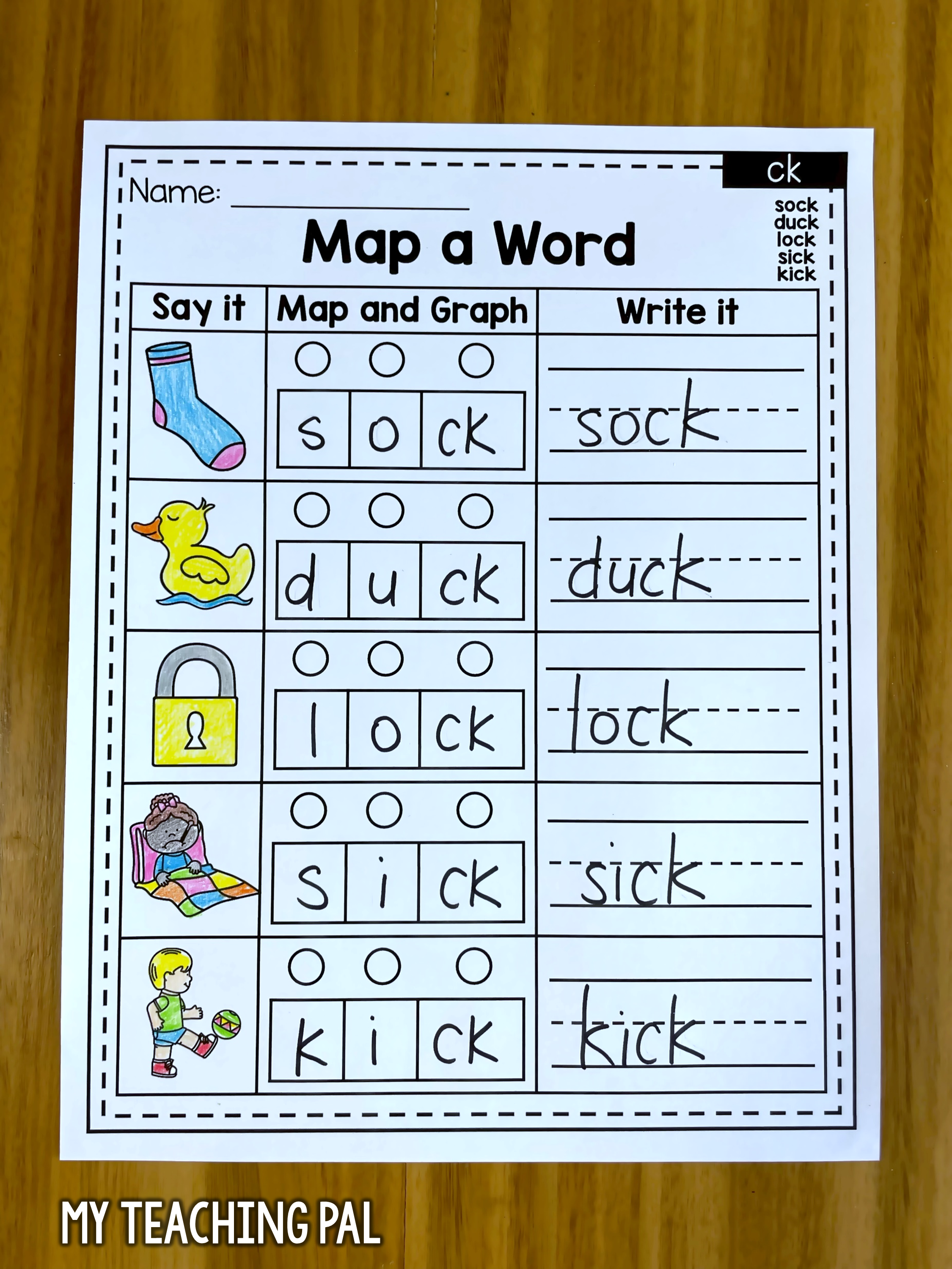 word mapping worksheet